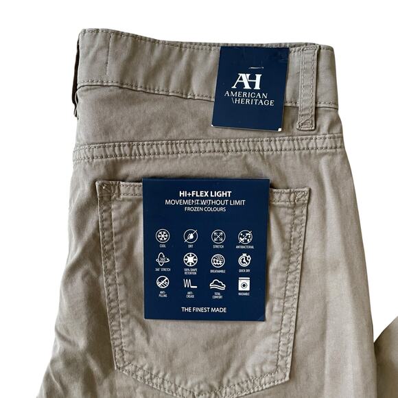 American Heritage Men's Khaki Trouser Pants Size 32 Slim Fit Stretch Beige NEW - Picture 11 of 15